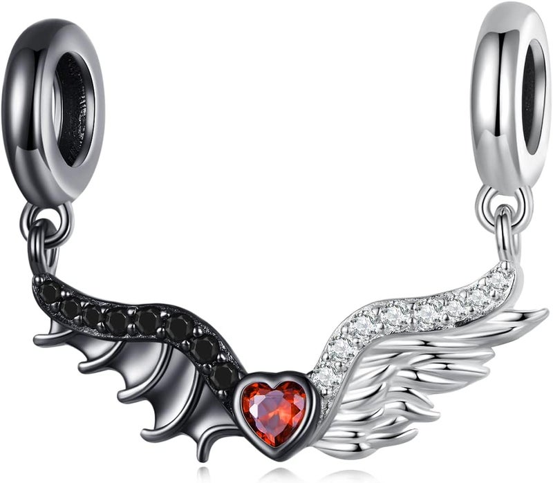 BABAMIA Store Rose Charm Heart Charms for Bracelets 925 Sterling Silver Bead Charm Fits Bracelets and Necklaces Paved with Cubic Zirconia Animal Skull Charm Dainty Halloween Charms Jewelry for Women Girls - Image 1
